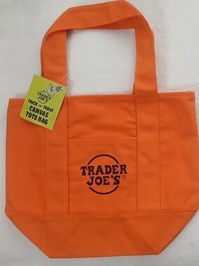 Trader Joe's Orange Canvas mini Tote Bag Halloween